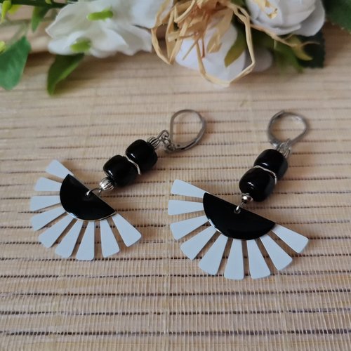 Boucles d'oreilles acier inoxydable et pendentif fer blanc