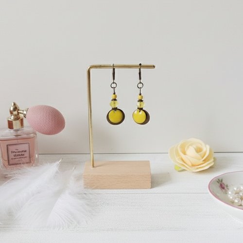 Boucles d'oreilles sequin émail jaune