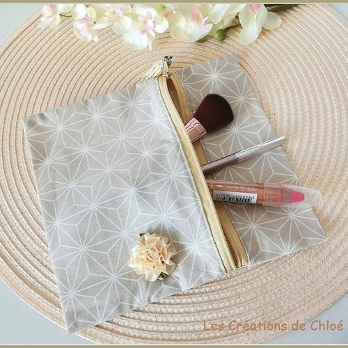 Pochette tissu coton enduit beige