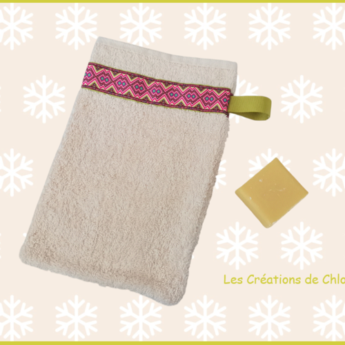 Gant de toilette éponge beige