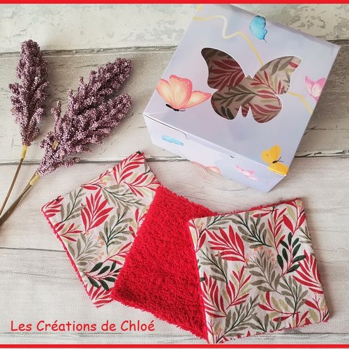 Boite papillon de 12 lingettes démaquillantes coton imprimé et éponge