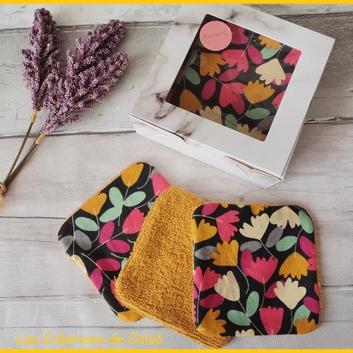Boite de 8 lingettes démaquillantes coton imprimé et éponge