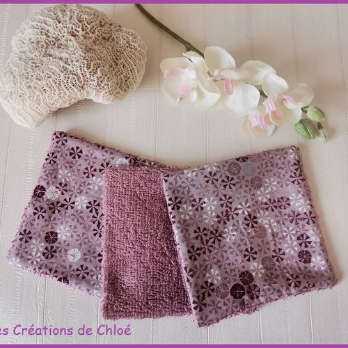 Lot de 4 lingettes démaquillantes coton imprimé et éponge