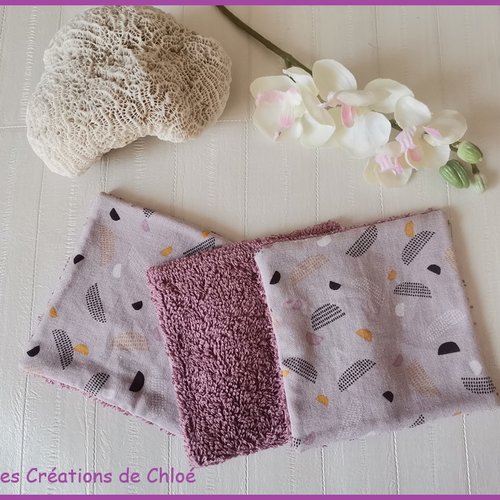 Lot de 4 lingettes démaquillantes coton imprimé et éponge