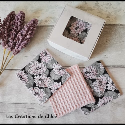Boite de 8 lingettes démaquillantes coton imprimé et nid d'abeilles