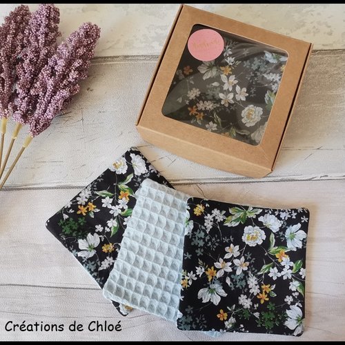 Boite de 6 lingettes démaquillantes coton imprimé et nid d'abeilles