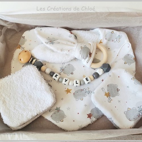 Coffret naissance/box naissance blanc imprimé