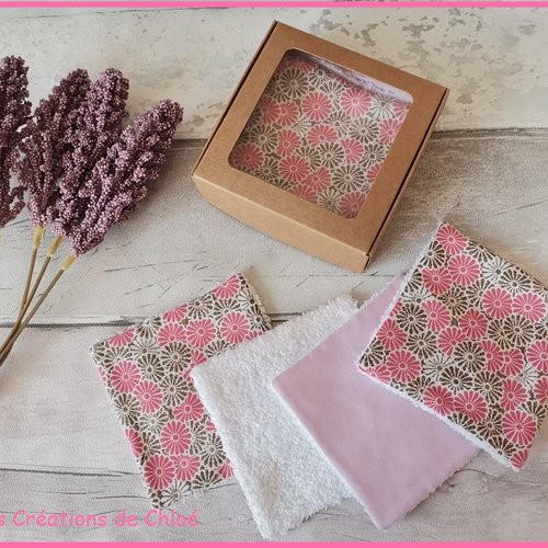 Boite de 8 lingettes démaquillantes coton imprimé et éponge