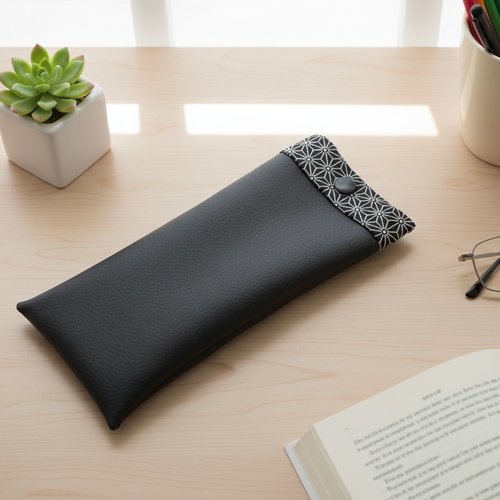 Etui à lunette en simili cuir et tissus coton imprimé