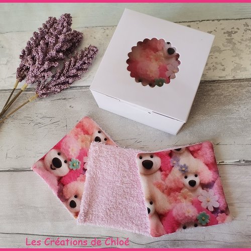 Boite de 12 lingettes bébé coton imprimé 3d motifs chiens