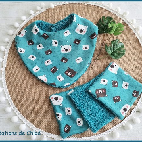 Ensemble naissance bavoir et 8 lingettes