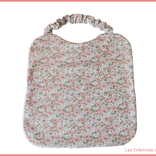 Serviette de cantine motifs fleurs et éponge beige