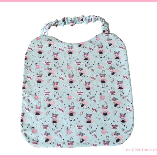 Serviette de cantine motifs super girls et éponge blanche