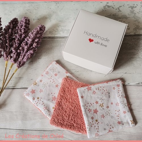 Boite de 10 lingettes démaquillantes coton imprimé et éponge