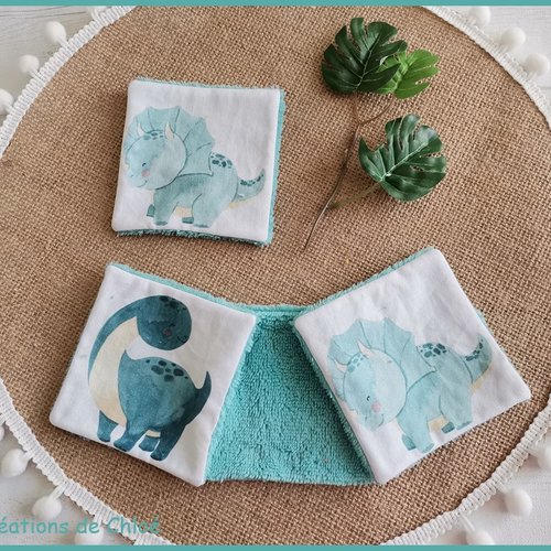 Lot de 4 lingettes bébé coton imprimé animaux