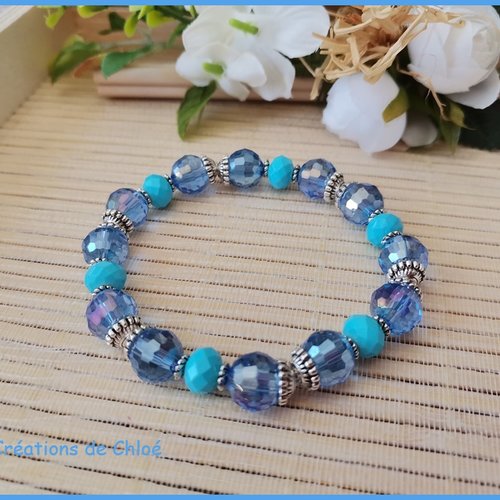 Bracelet perles en verre laqué et à facette