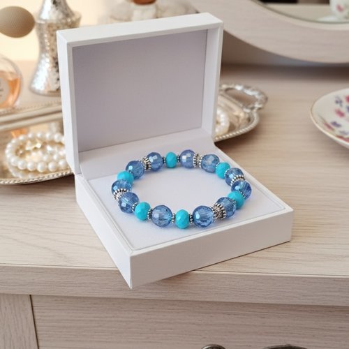 Bracelet perles en verre laqué et à facette