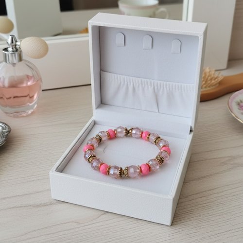 Bracelet perles en verre laqué et à facette