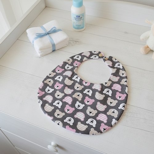 Bavoir bébé coton et motif têtes d'ours