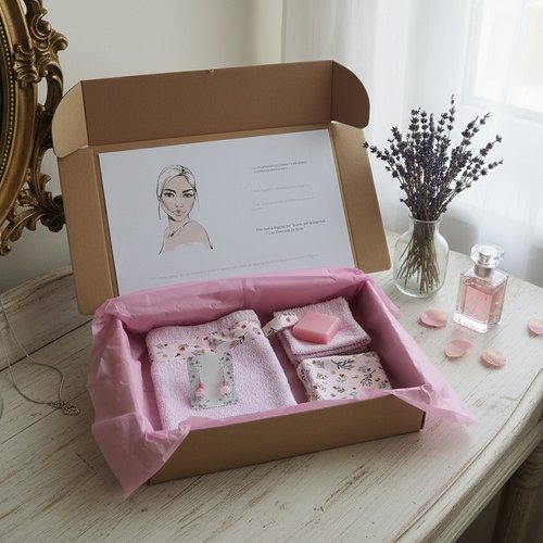 Box gant de toilette et 8 lingettes couleur rose