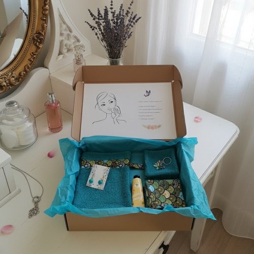Coffret toilette cadeaux femme bleu