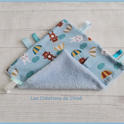 Doudou plat carré coton motifs oursons