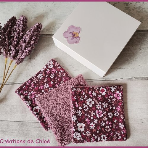 Boite de 6 grandes lingettes démaquillantes coton imprimé et éponge