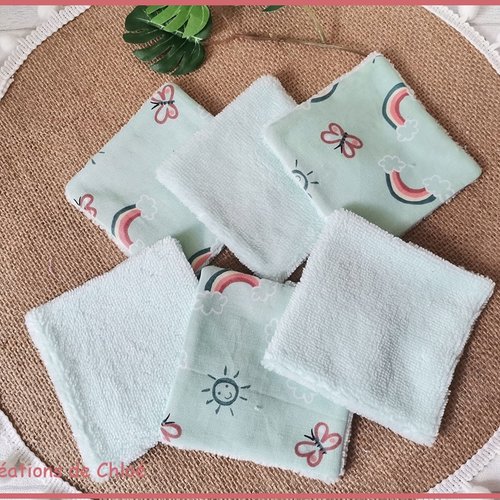 6 lingettes bébé coton et éponge bambou