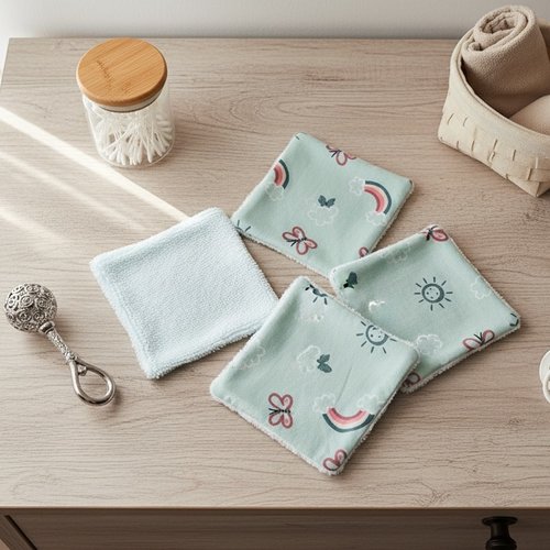 6 lingettes bébé coton et éponge bambou