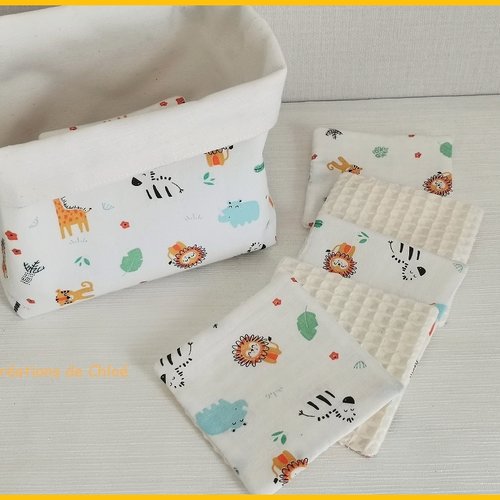 Panier et 12 lingettes bébé beige
