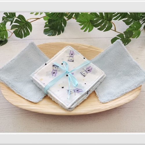 6 lingettes bébé coton et éponge bambou