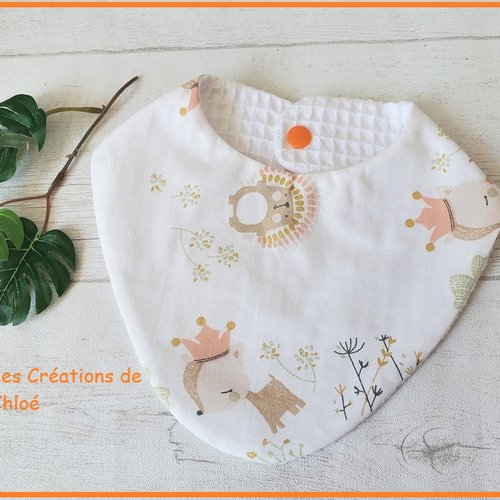 Bavoirs bébé coton et nid d'abeilles blanche