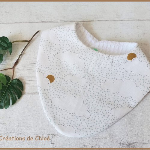 Bavoirs bébé coton et nid d'abeilles blanche