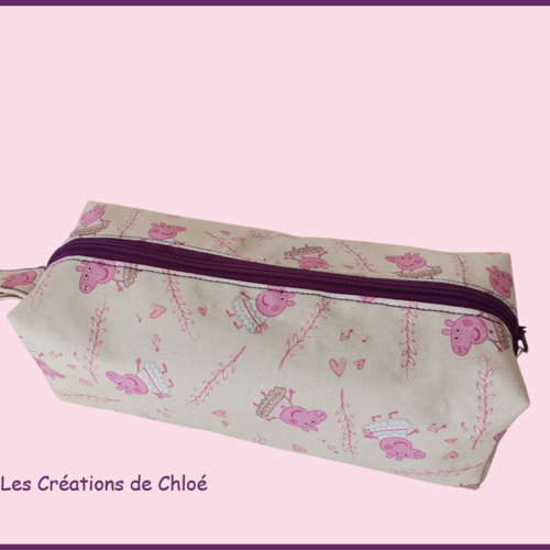 Trousse enfant double entoilage motifs peppa pig
