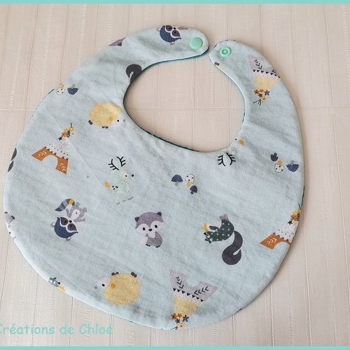 Bavoirs bébé coton et nid d'abeilles turquoise