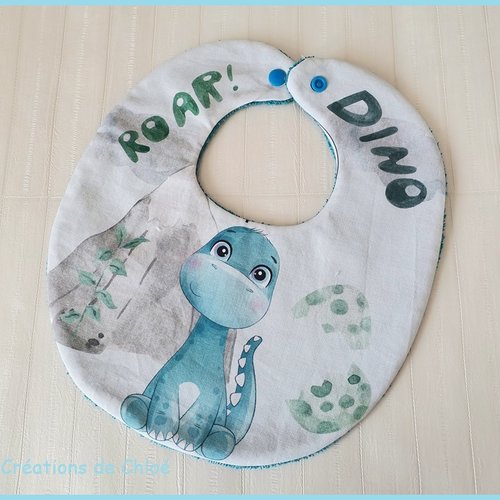 Bavoirs bébé coton et éponge turquoise