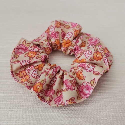 Chouchou coton rose et orange