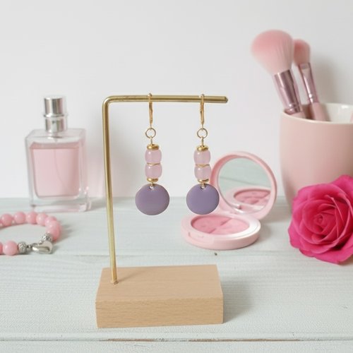 Boucles d'oreilles acier inoxydable dorées et sequin émail