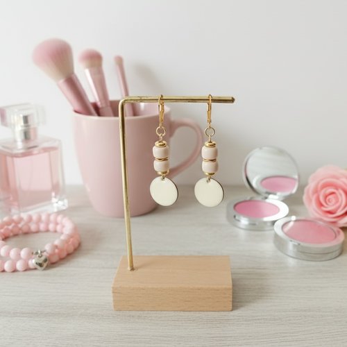 Boucles d'oreilles acier inoxydable dorées et sequin émail