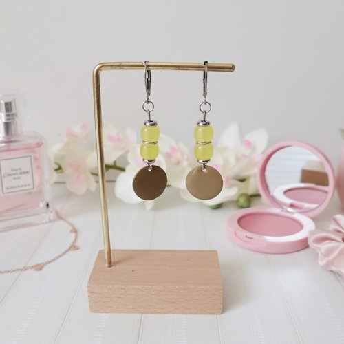 Boucles d'oreilles acier inoxydable et sequin émail