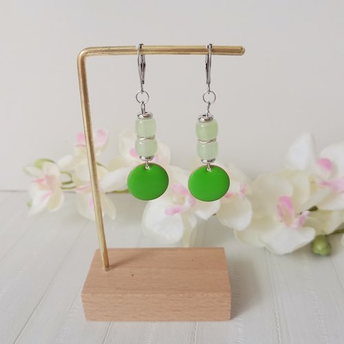 Boucles d'oreilles acier inoxydable et sequin émail
