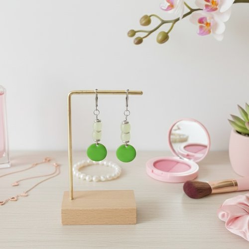 Boucles d'oreilles acier inoxydable et sequin émail