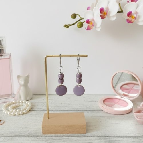 Boucles d'oreilles acier inoxydable et sequin émail