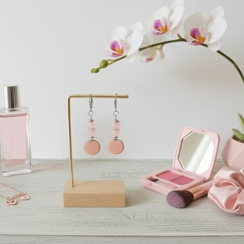 Boucles d'oreilles acier inoxydable et sequin émail