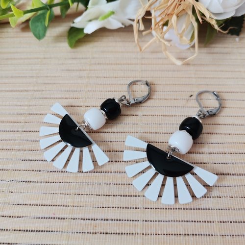 Boucles d'oreilles acier inoxydable et pendentif fer blanc