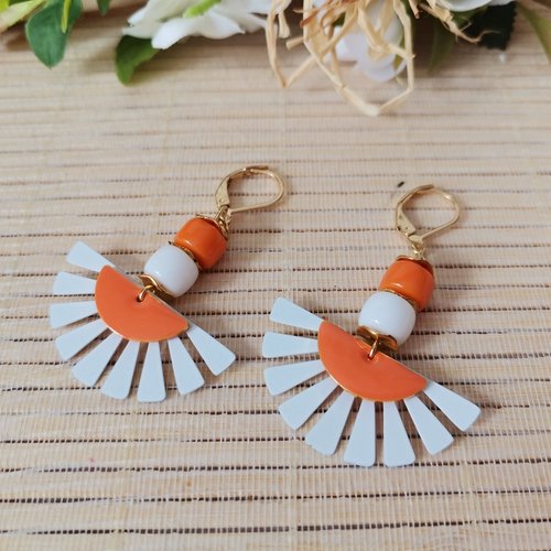 Boucles d'oreilles acier inoxydable doré et pendentif