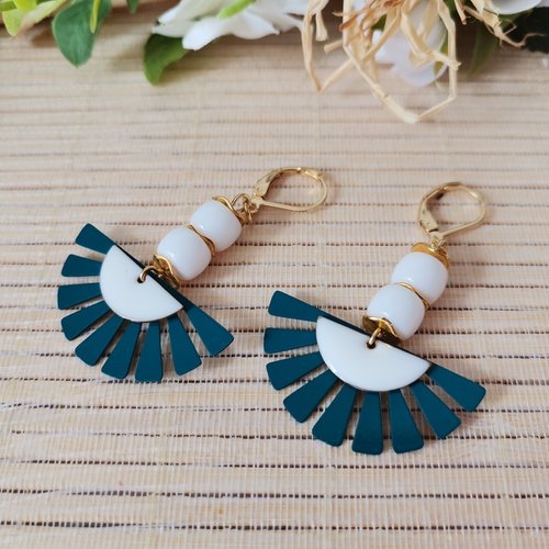 Boucles d'oreilles acier inoxydable doré et pendentif