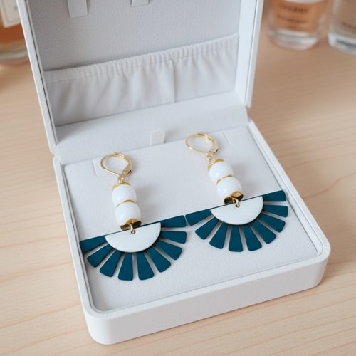 Boucles d'oreilles acier inoxydable doré et pendentif