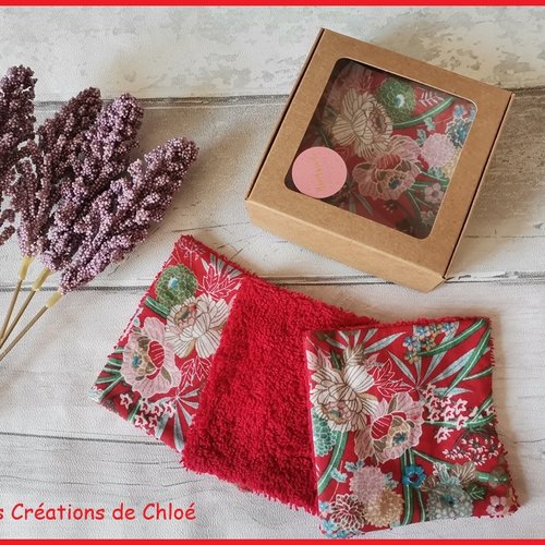 Boite de 6 lingettes démaquillantes coton imprimé et éponge