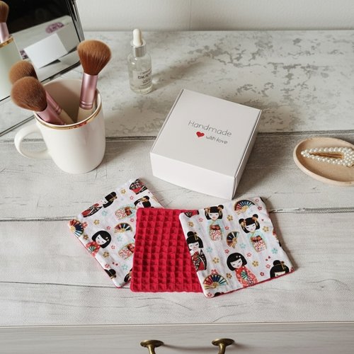 Boite de 8 lingettes démaquillantes coton et nid d'abeilles